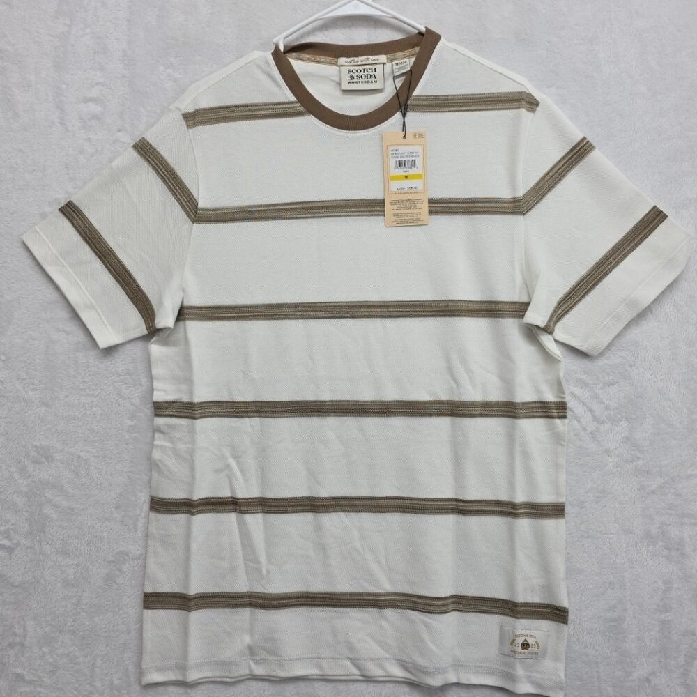 Scotch And Soda Men’s Textured Spacedye Stripe Short Sleeve T-Shirt Size M NWT